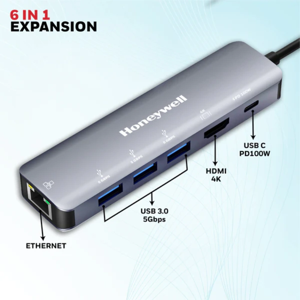 Honeywell Type C Docking Station 6 in 1 (USB | Type C | HDMI | Lan) (Open Box) view 2